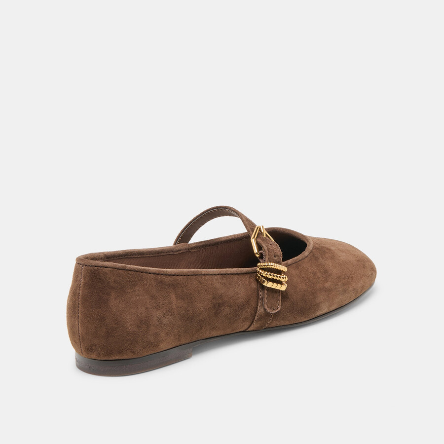 alizza ballerine in pelle scamosciata marrone scuro