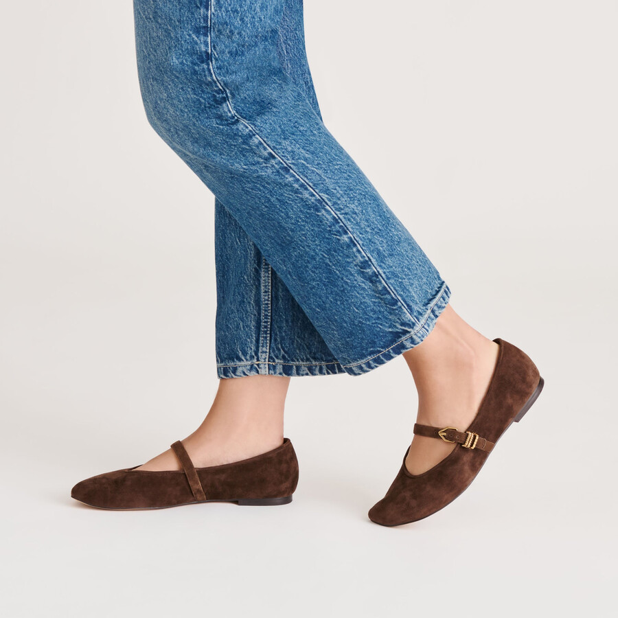 alizza ballerine in pelle scamosciata marrone scuro
