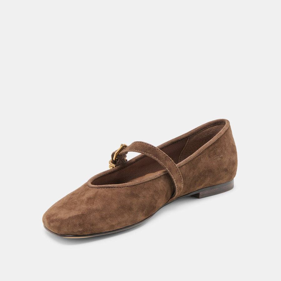 alizza ballerine in pelle scamosciata marrone scuro