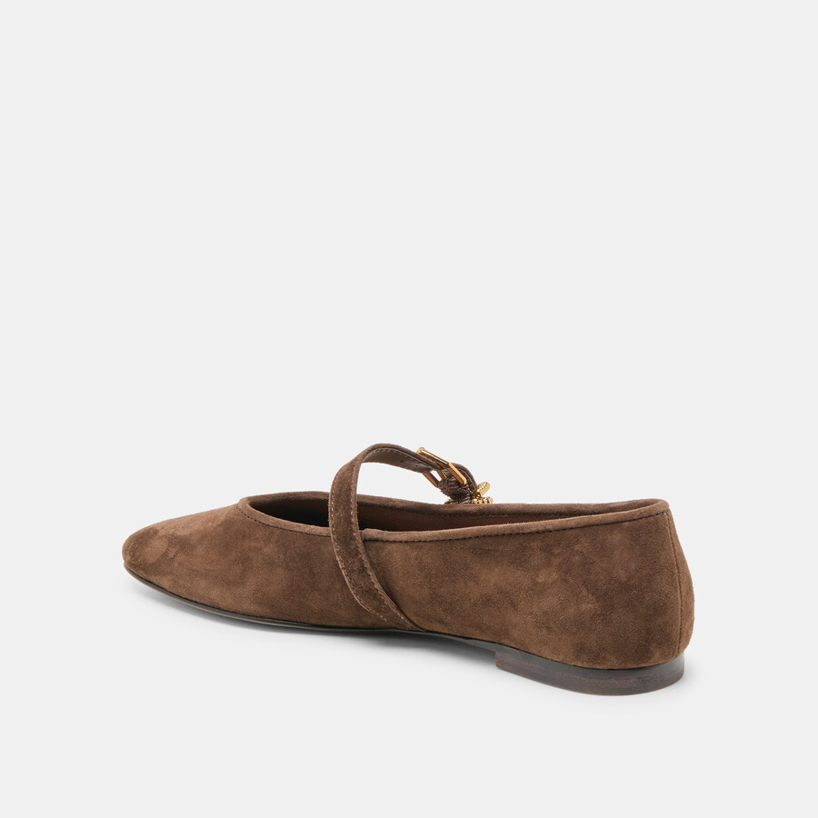 alizza ballerine in pelle scamosciata marrone scuro