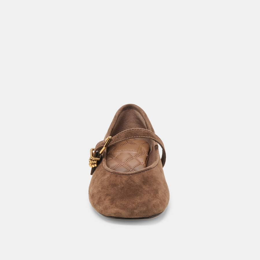 alizza ballerine in pelle scamosciata marrone scuro