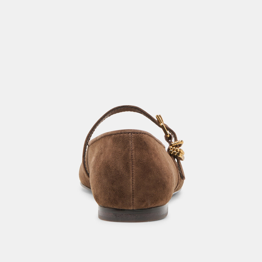 alizza ballerine in pelle scamosciata marrone scuro