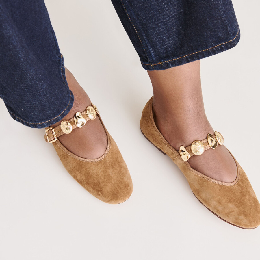 ballerine relan in pelle scamosciata marrone chiaro