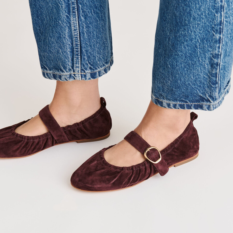 ballerine caely in pelle scamosciata color gelso