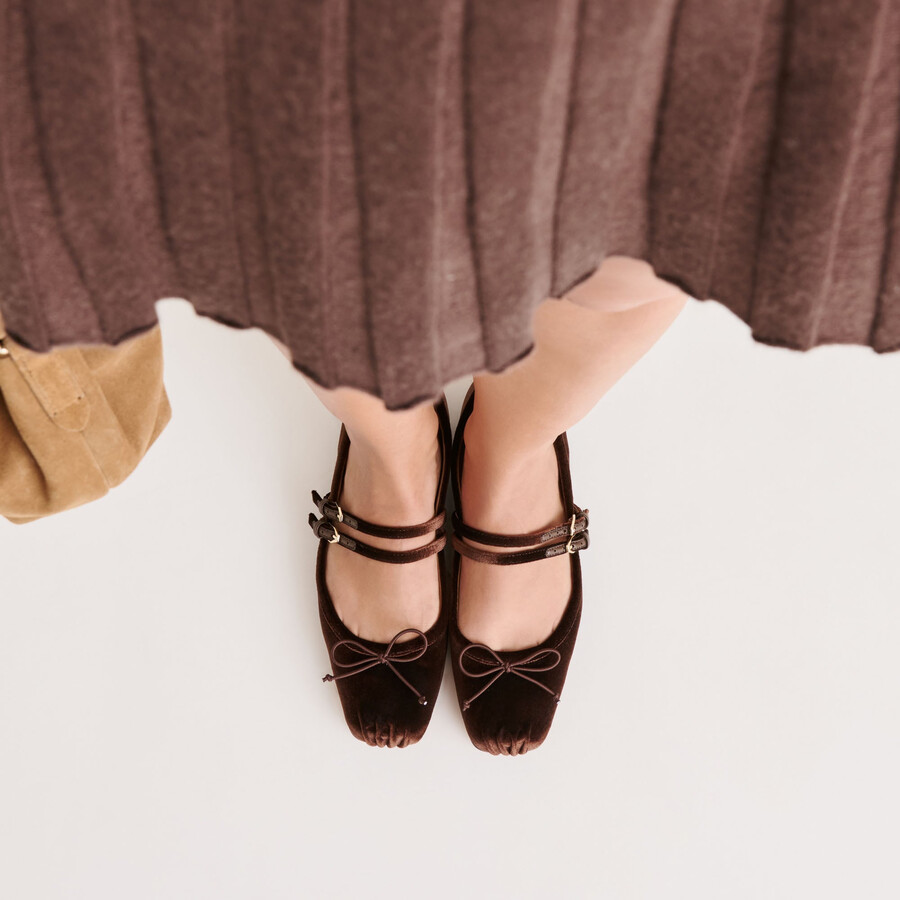 ballerine gibsen in velluto cioccolato