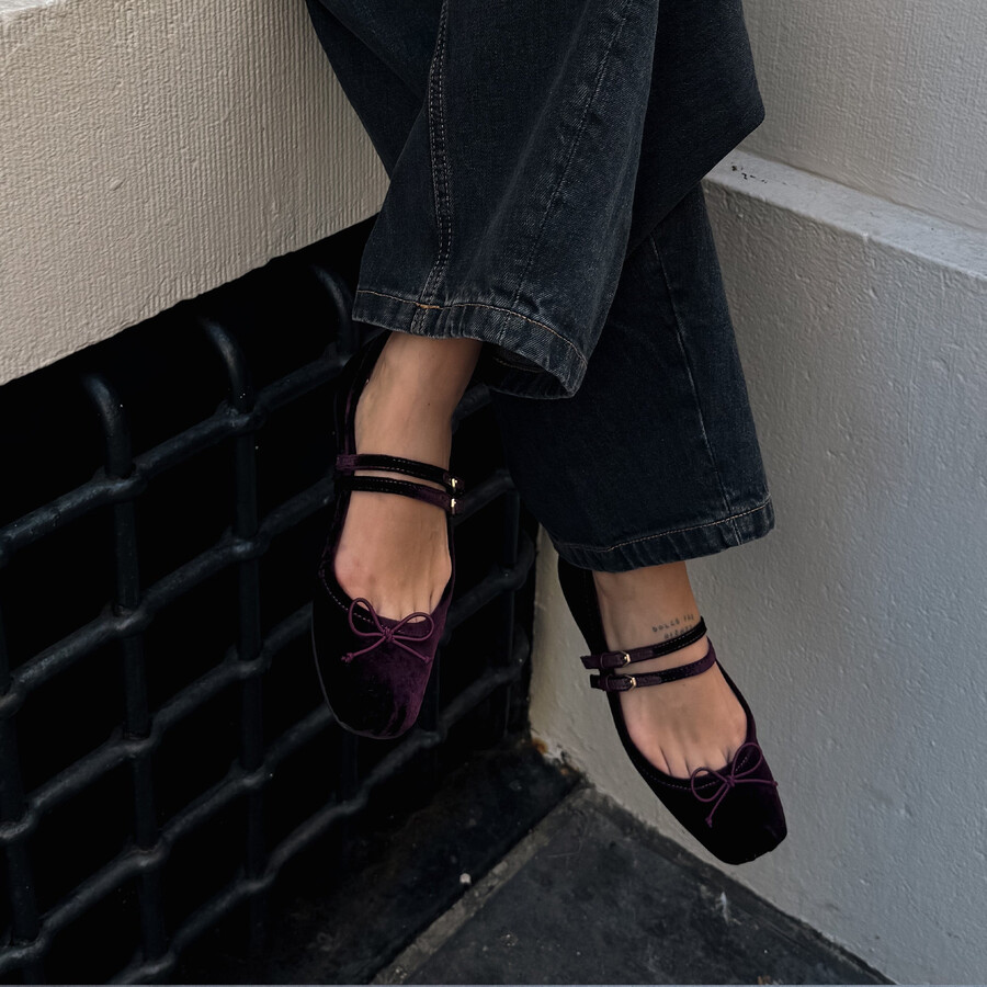 ballerine gibsen in velluto bordeaux