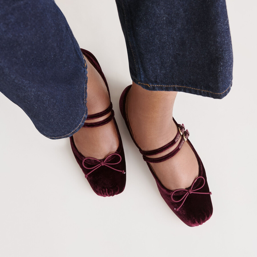 ballerine gibsen in velluto bordeaux