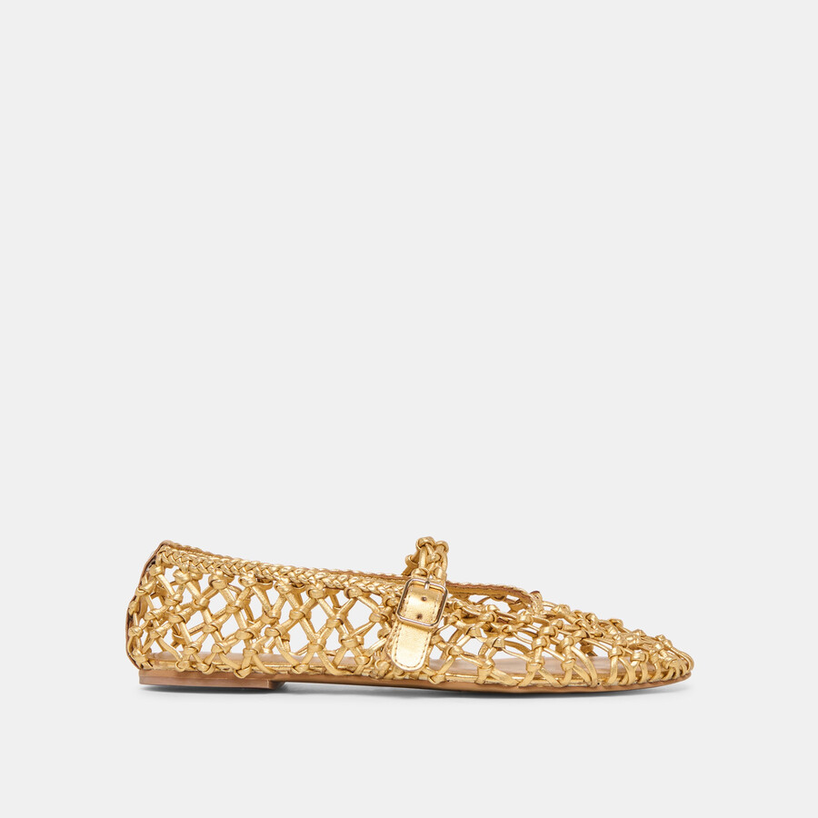 ballerine clair in pelle intrecciata color oro
