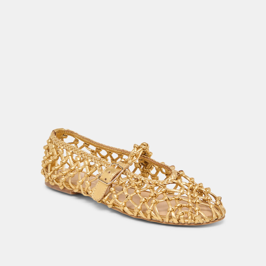 ballerine clair in pelle intrecciata color oro