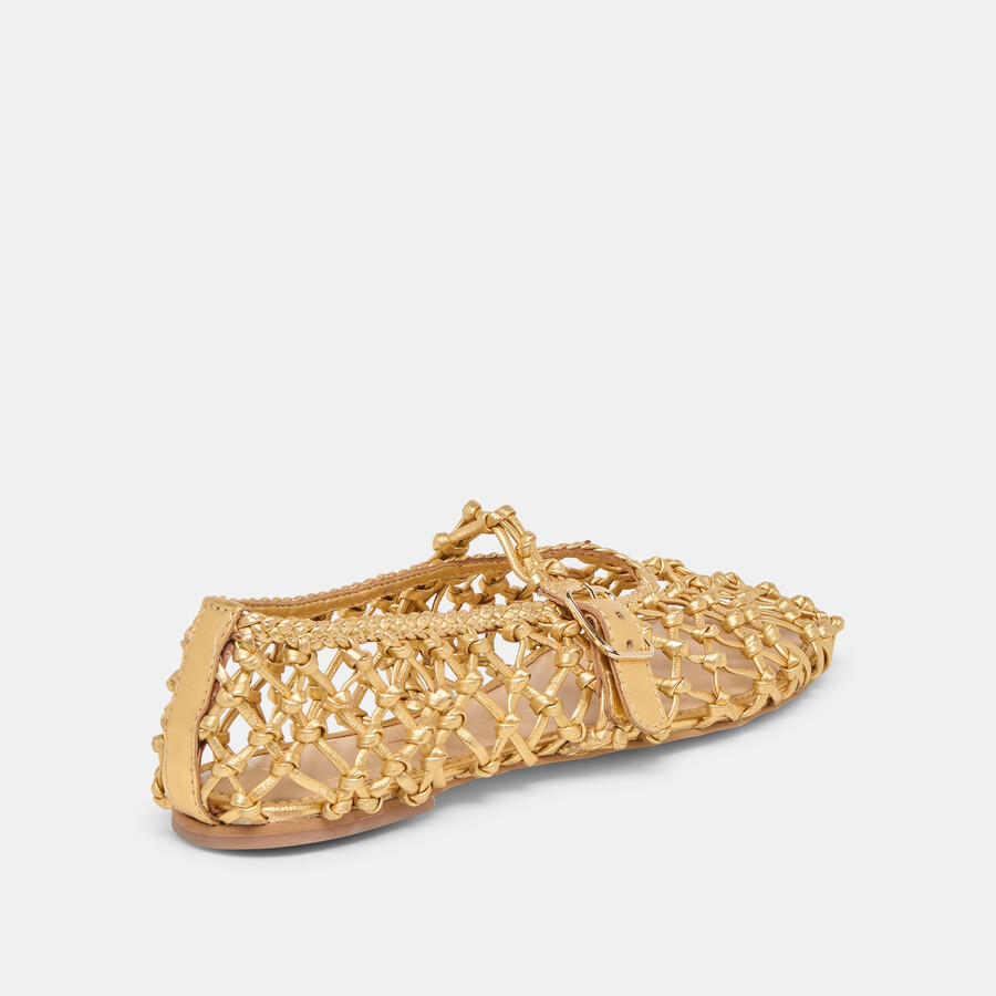 ballerine clair in pelle intrecciata color oro