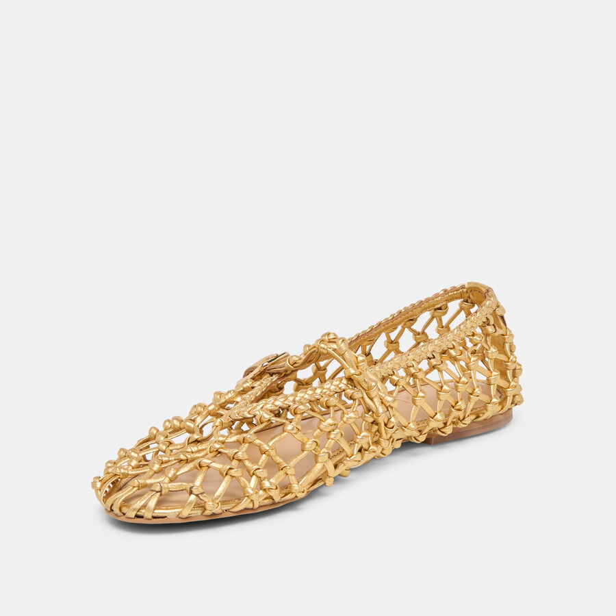 ballerine clair in pelle intrecciata color oro