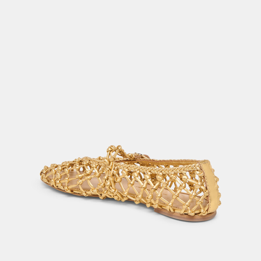 ballerine clair in pelle intrecciata color oro