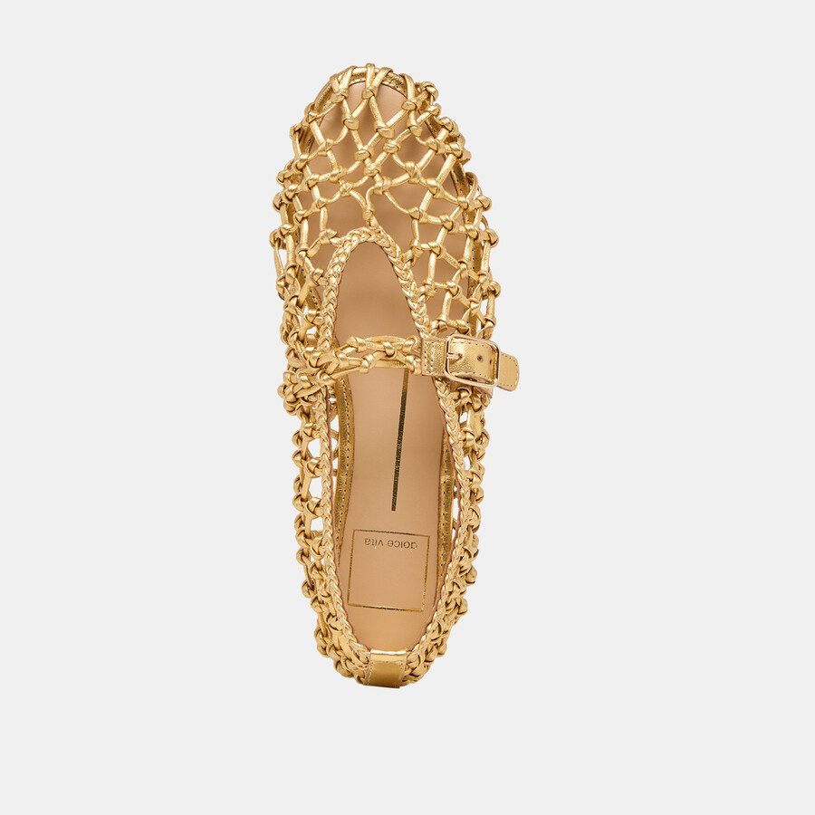 ballerine clair in pelle intrecciata color oro