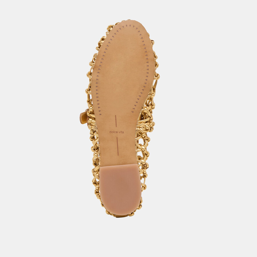 ballerine clair in pelle intrecciata color oro