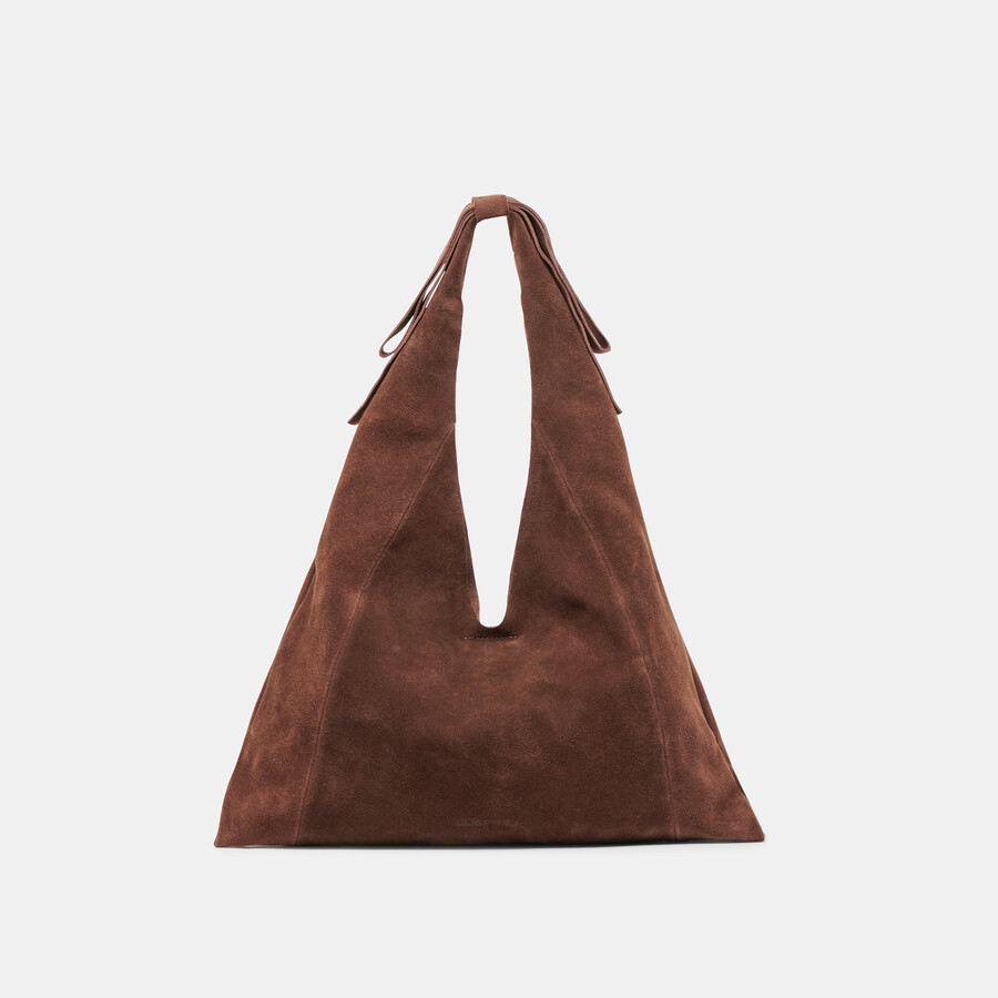 borsa marie in pelle scamosciata color cioccolato