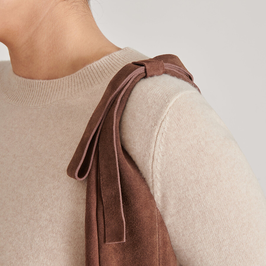 borsa marie in pelle scamosciata color cioccolato