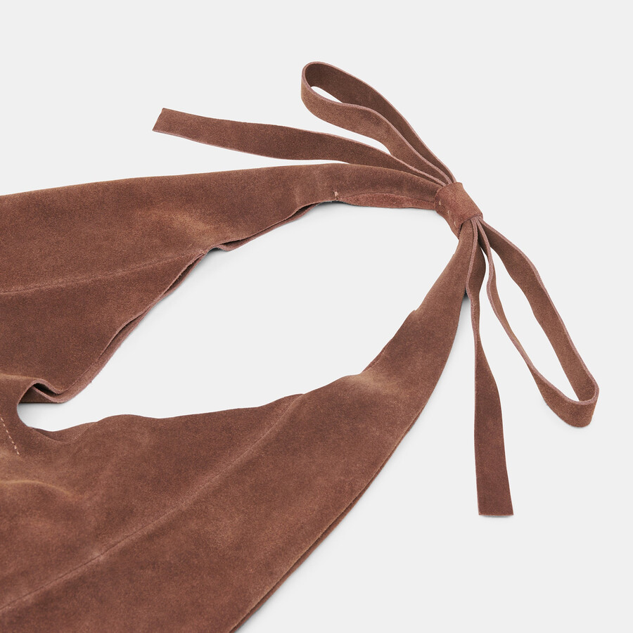 borsa marie in pelle scamosciata color cioccolato
