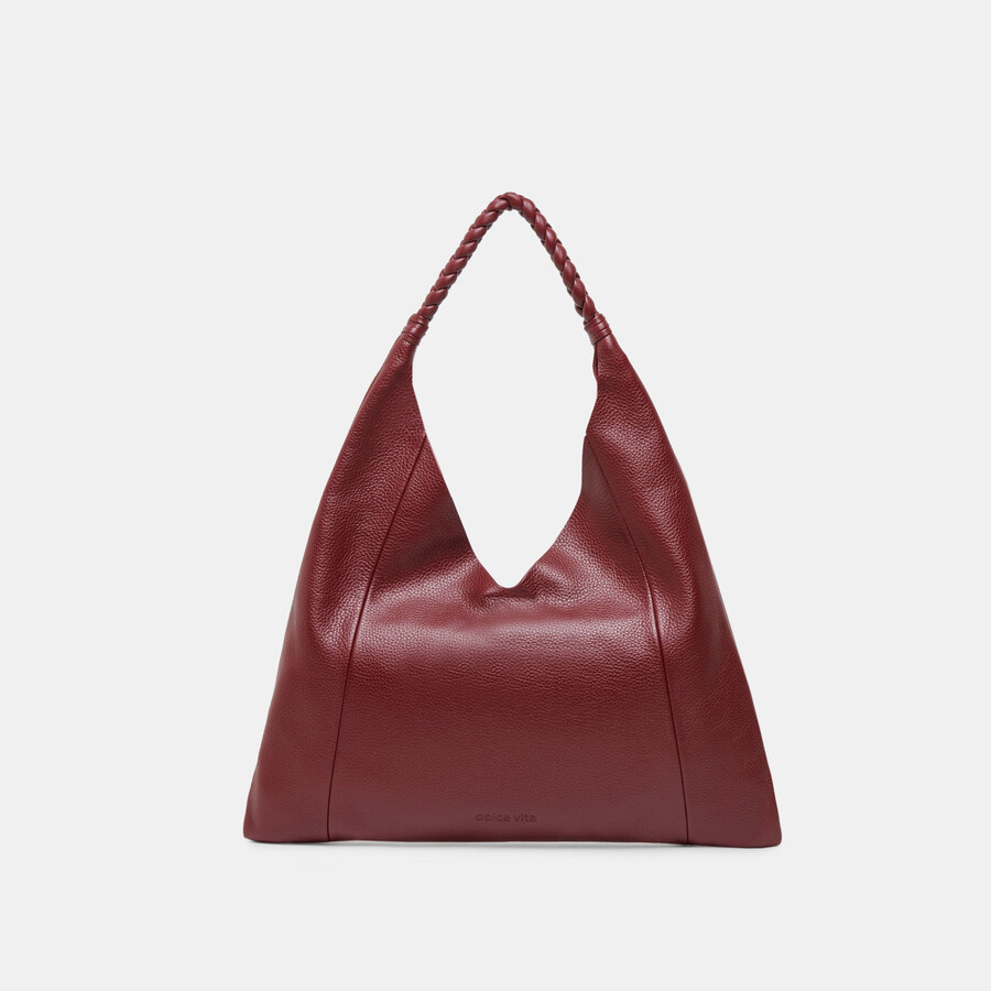 borsa mia tote in pelle color vino