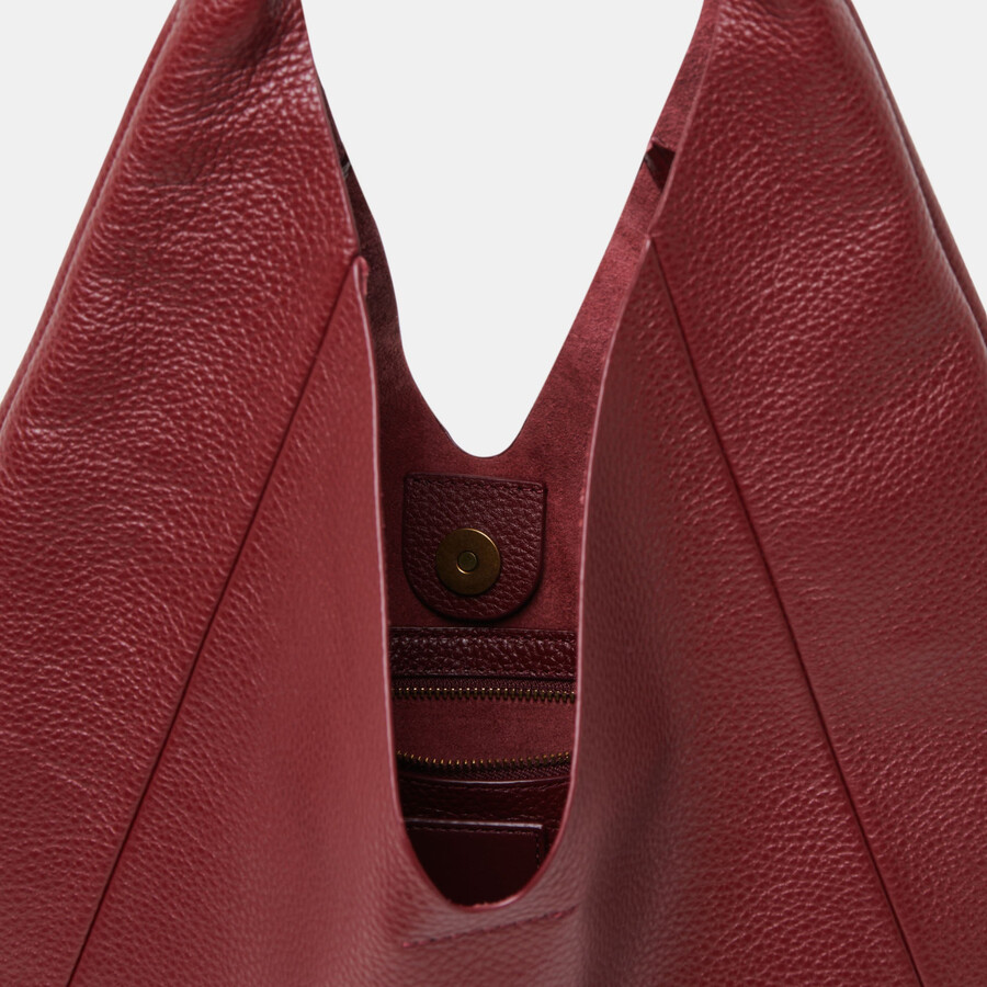 borsa mia tote in pelle color vino