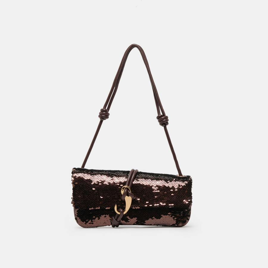 borsa a tracolla alice con paillettes marroni stella