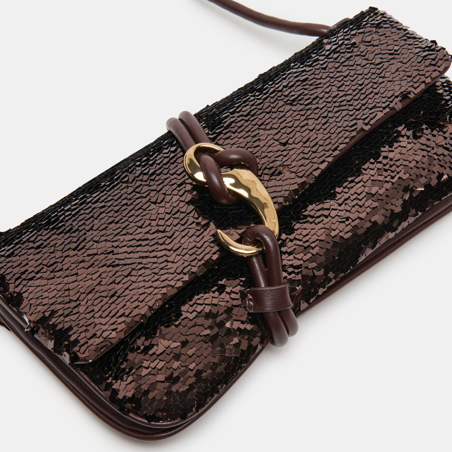 borsa a tracolla alice con paillettes marroni stella