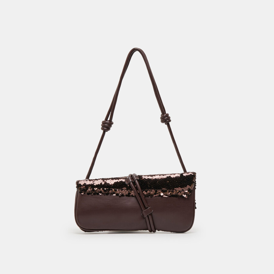 borsa a tracolla alice con paillettes marroni stella