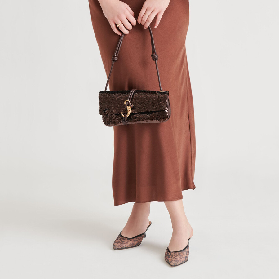 borsa a tracolla alice con paillettes marroni stella