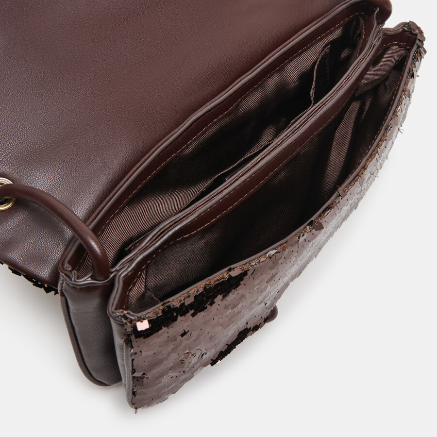 borsa a tracolla alice con paillettes marroni stella