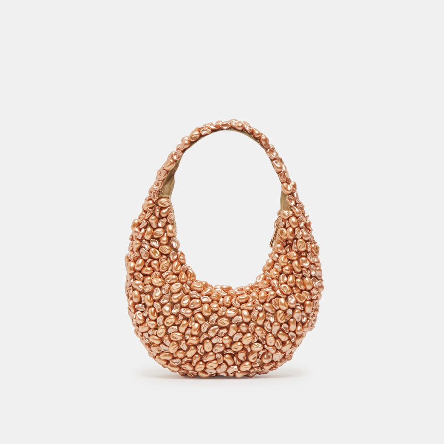 borsa a tracolla pearla in finta perla dorata
