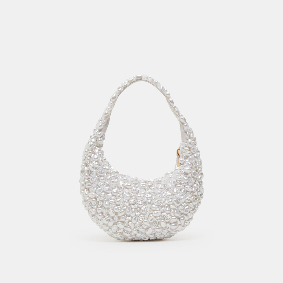 borsa a tracolla pearla in finta perla bianca