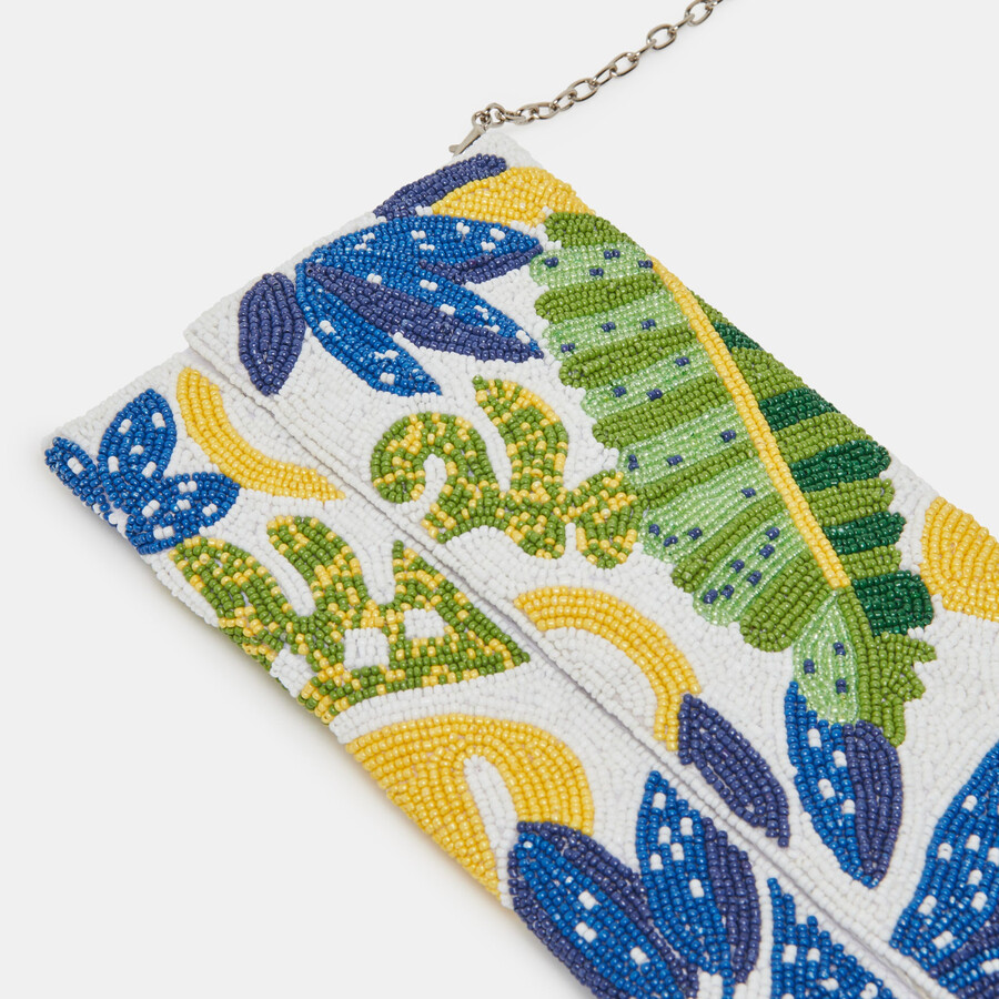 pochette amalfi blu con perline multiple