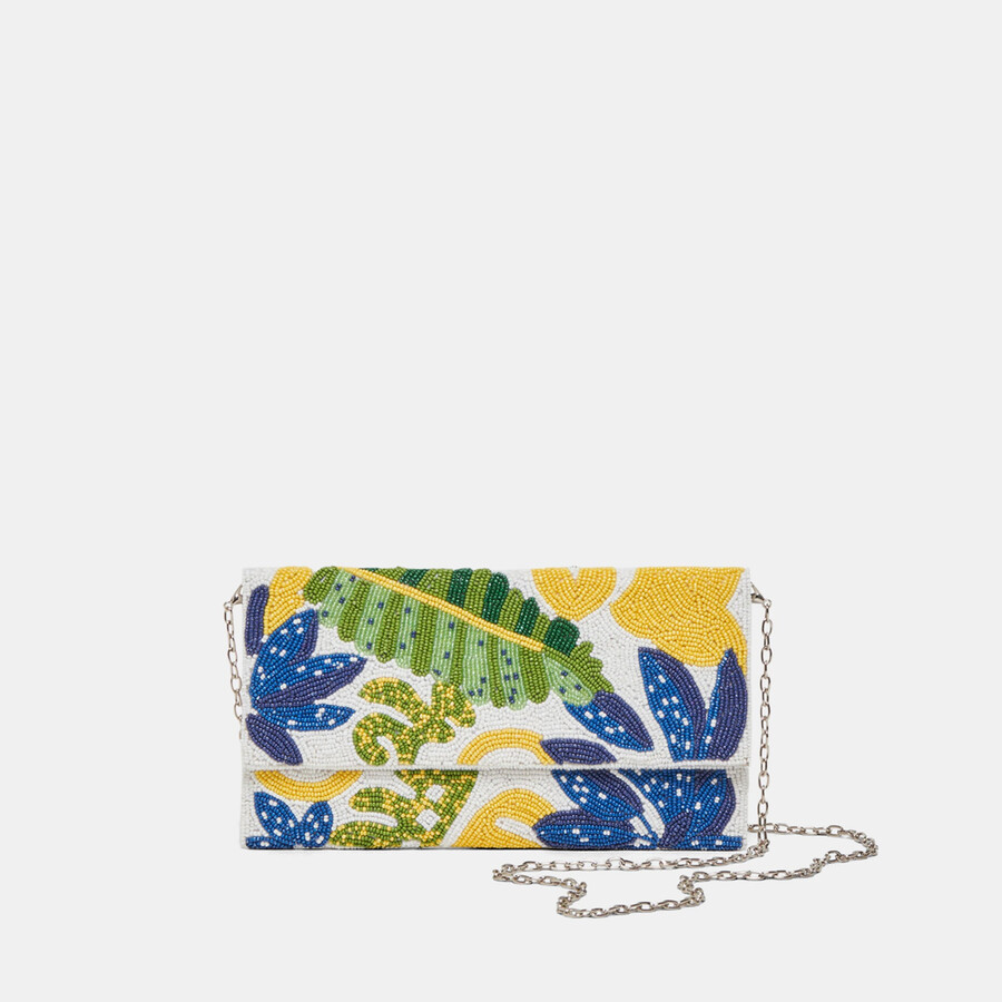 pochette amalfi blu con perline multiple