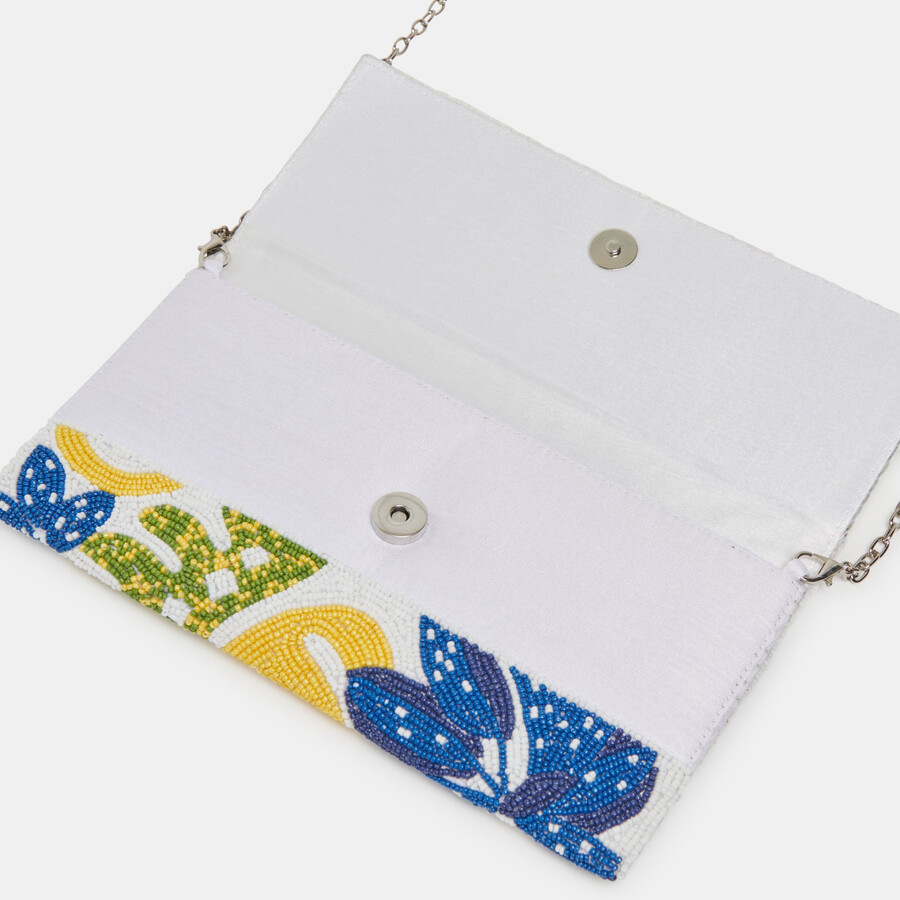 pochette amalfi blu con perline multiple