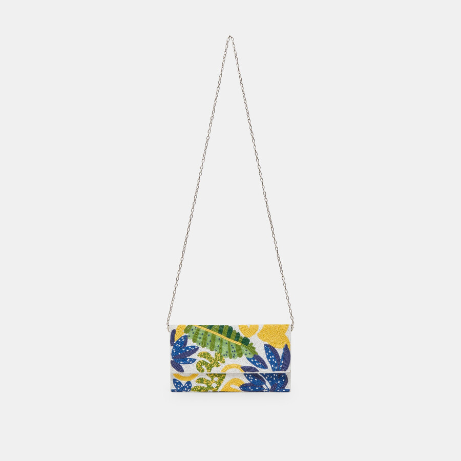 pochette amalfi blu con perline multiple