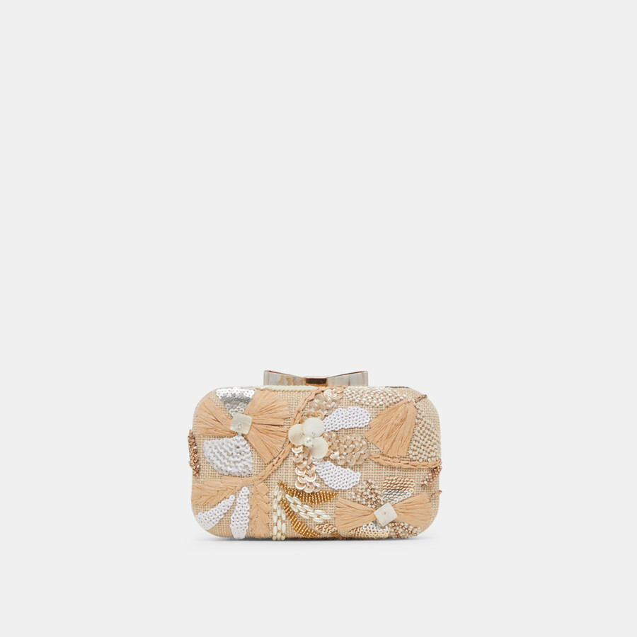 pochette a margherita con perline naturali