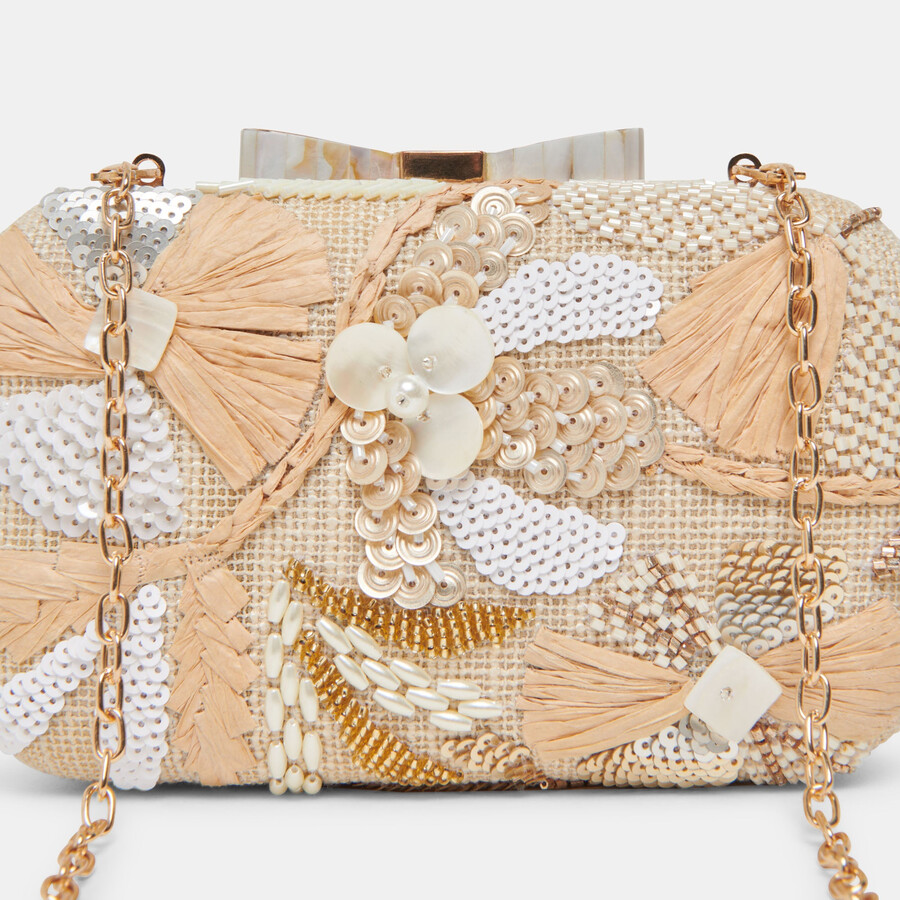 pochette a margherita con perline naturali