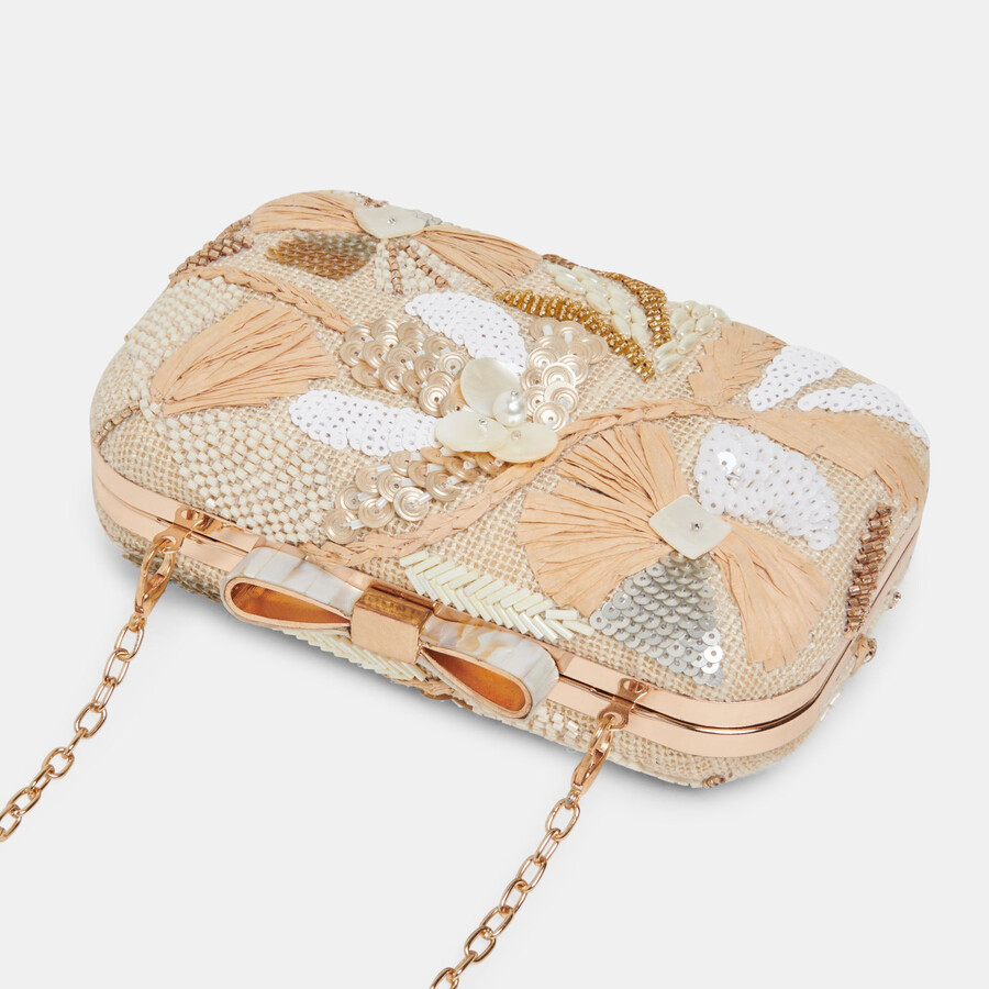 pochette a margherita con perline naturali