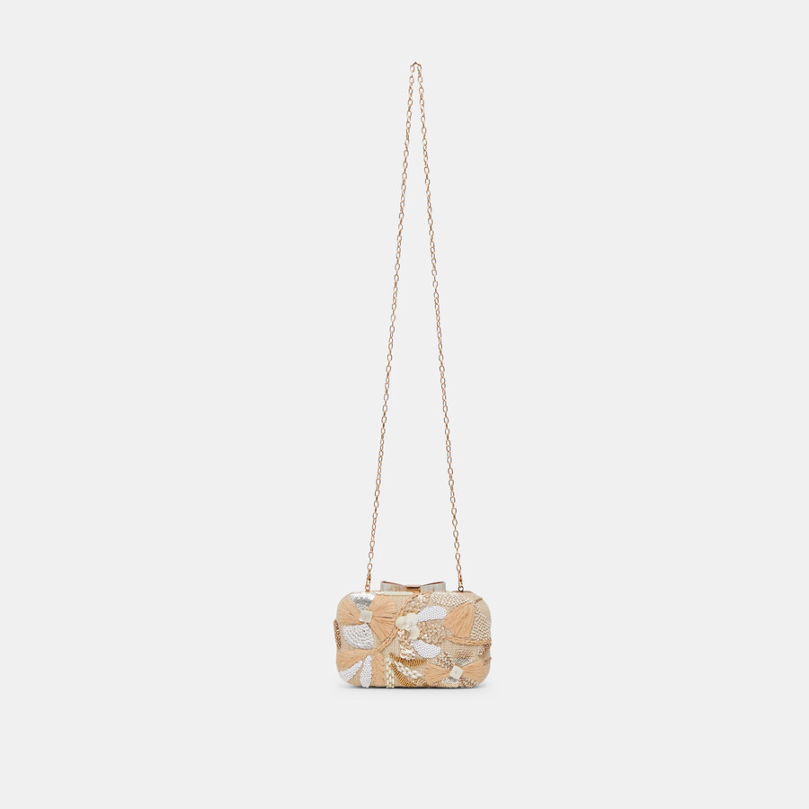 pochette a margherita con perline naturali
