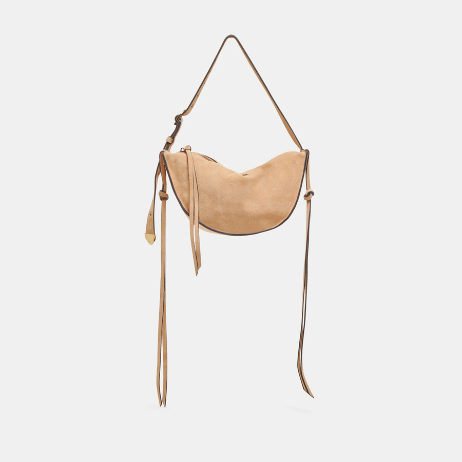 borsa a tracolla verona in pelle scamosciata beige
