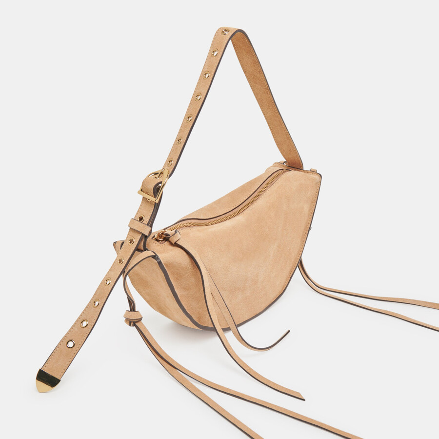 borsa a tracolla verona in pelle scamosciata beige