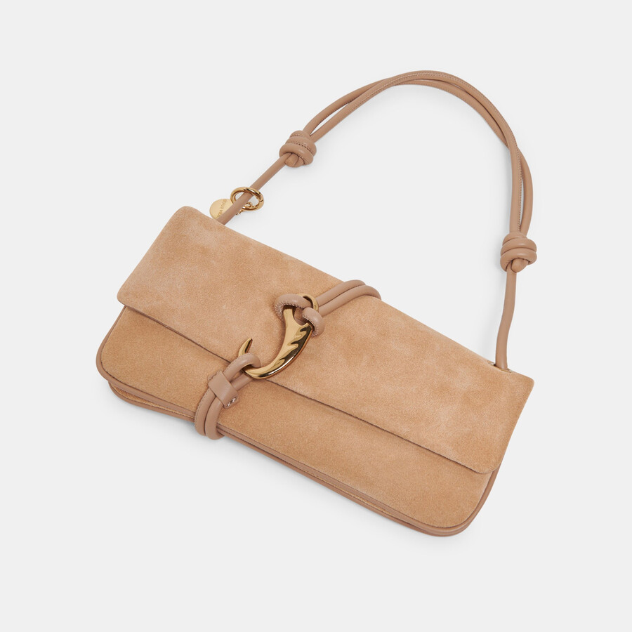 borsa a tracolla alice in pelle scamosciata beige