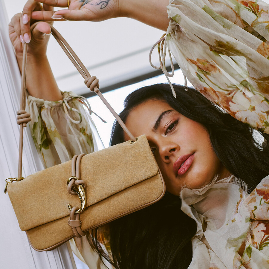 borsa a tracolla alice in pelle scamosciata beige