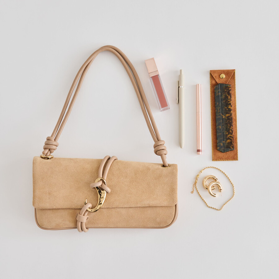 borsa a tracolla alice in pelle scamosciata beige
