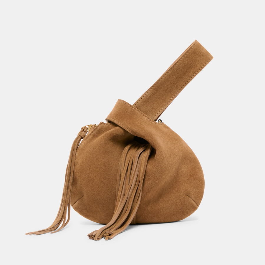 borsa zury in pelle scamosciata color cammello