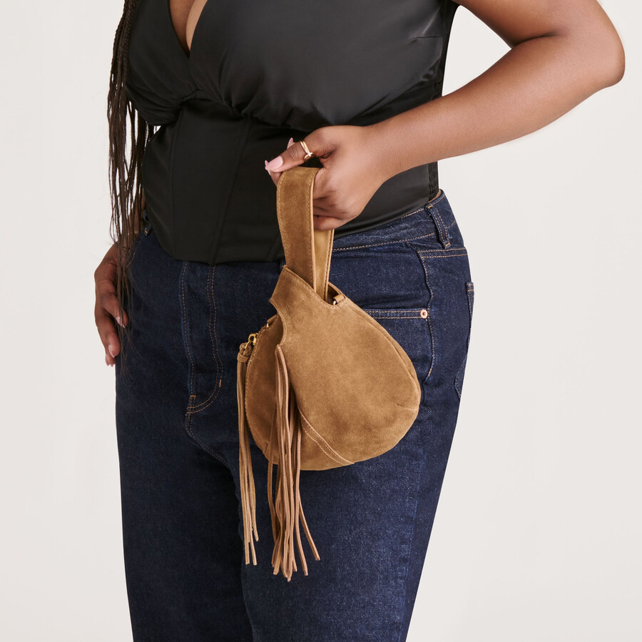 borsa zury in pelle scamosciata color cammello