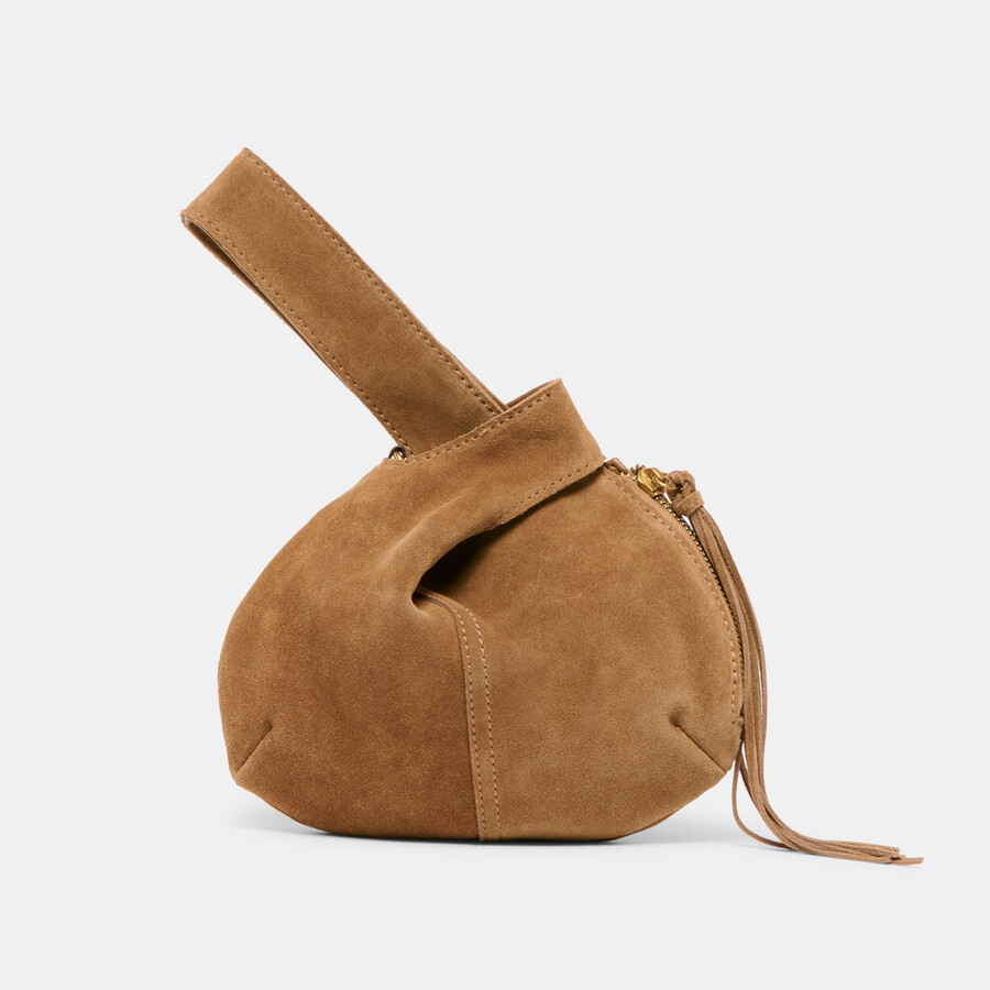 borsa zury in pelle scamosciata color cammello