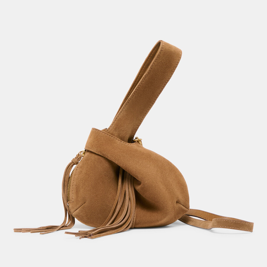 borsa zury in pelle scamosciata color cammello