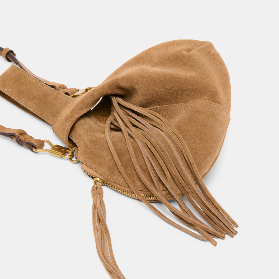 borsa zury in pelle scamosciata color cammello
