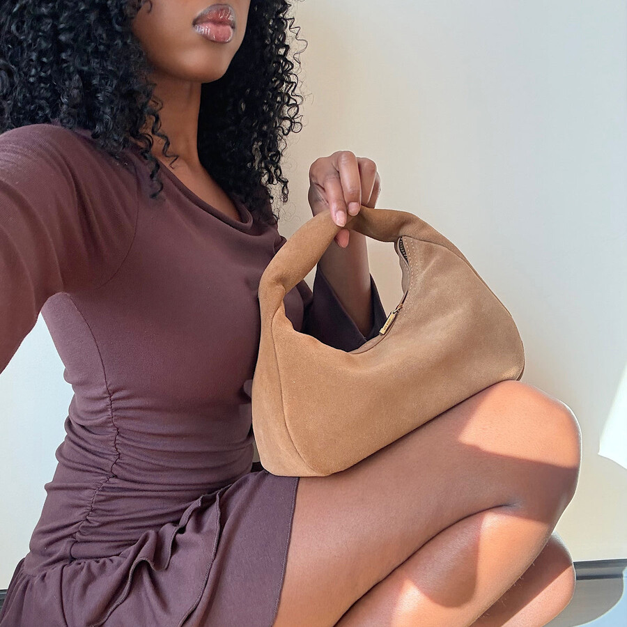 borsa frankie in pelle scamosciata marrone