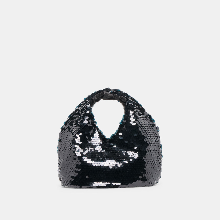 borsa a mano con paillettes dahlia paillettes nere